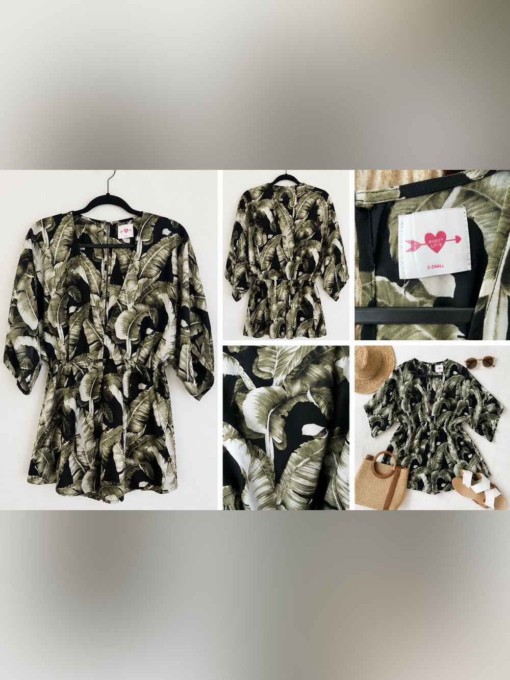 Palm Leaf Print Romper